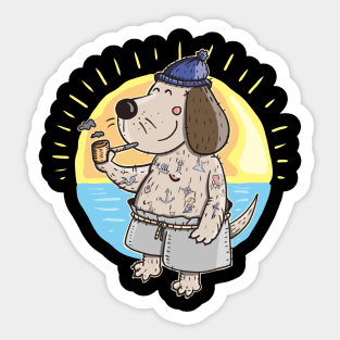 Sailor Dog with Tattoos Sticker